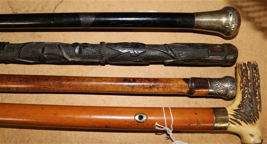 2 silver topped sticks & 2 others